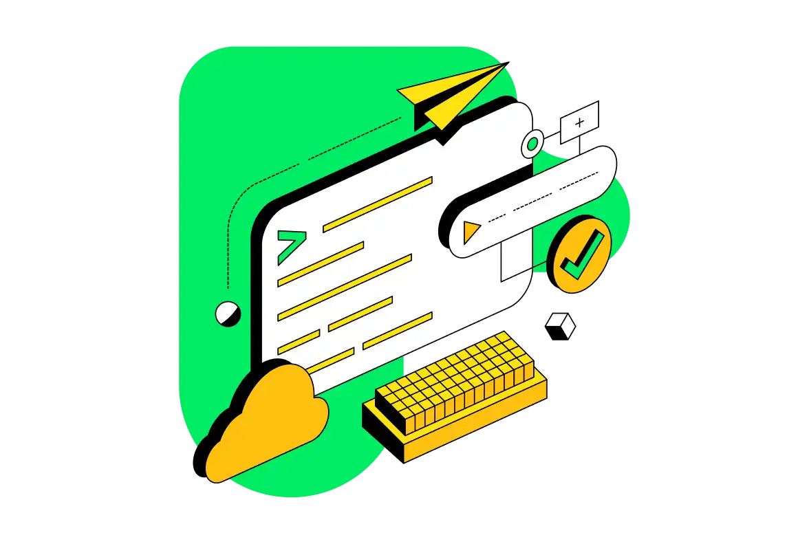 Abstract illustration showing a terminal performing operations